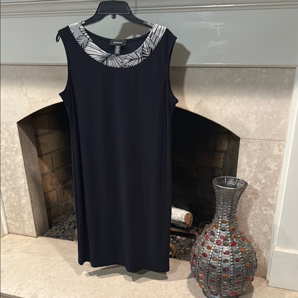 R&M Richards Elegant Navy Dress with Leaf Detail size 12